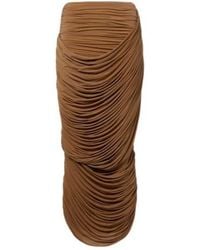 Magda Butrym - Draped Ruched Jersey Midi Skirt - Lyst