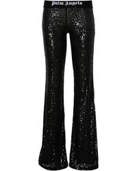 Palm Angels - Logo Sequined Flared Trousers - Lyst