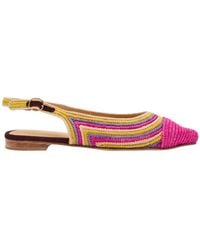 Gabriela Hearst - Strength Striped Raffia Slingback Flats - Lyst