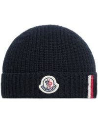 Moncler - Tricolour-Trimmed Wool Beanie - Lyst