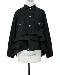 Sacai - Button-Up Layered Denim Jacket - Lyst