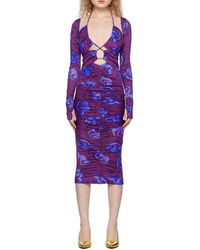 Versace Jeans Couture - Couture Floral-Printed Cut-Out Detailed Midi Dress - Lyst