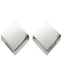 Versace - Logo-Engraved Polished Finish Stud Earrings - Lyst