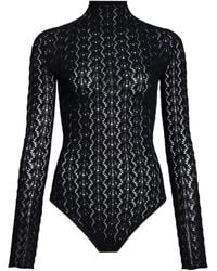 Alaïa - Alaïa Stretch Lace High-Neck Bodysuit - Lyst