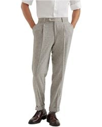 Brunello Cucinelli - Pleated-Front Check-Pattern Trousers - Lyst