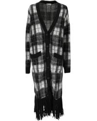 RED Valentino - Zz Cardigan With Plaid Fringed Fringe - Lyst