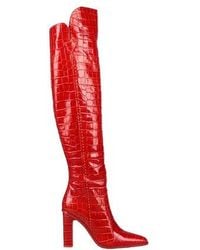 Max Mara - Solid Color Leather Tall Boots - Lyst