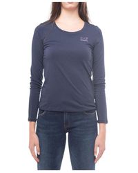 EA7 - T-Shirt With Round Neck And Long Sleeves - Lyst