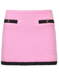 Alessandra Rich - Low Waist Tweed Bouclé Mini Skirt - Lyst