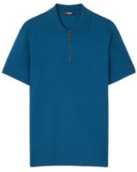 Versace - Zip Detail Cotton Polo Shirt - Lyst