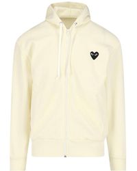 COMME DES GARÇONS PLAY - Comme Des Garçons Play Logo Embroidered Zipped Hoodie - Lyst