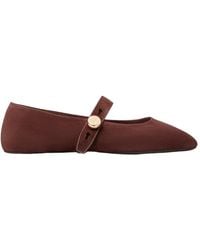 Tory Burch - Suede Logo-Button Ballet Flats - Lyst