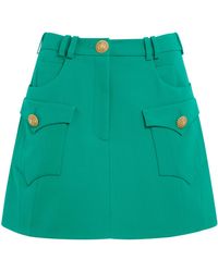 Balmain - Button-Embellished Mini Skirt - Lyst