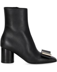 Ferragamo - Square-Toe Short Boots With Round Heel And Zip - Lyst
