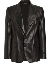 Dolce & Gabbana - Buttoned Leather Blazer - Lyst