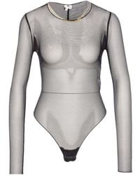 Elisabetta Franchi - Long Sleeved Mesh Bodysuit - Lyst