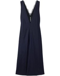 Carven - Wool-Flannel And Crinkled-Satin Midi Dress - Lyst