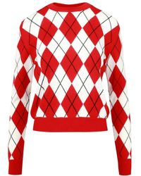 MSGM - Long-Sleeved Crewneck Knitted Jumper - Lyst