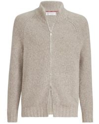 Brunello Cucinelli - Long-Sleeved Zip-Up Cardigan - Lyst