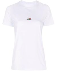 MSGM - Embroidered-Logo T-Shirt - Lyst