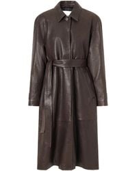 Magda Butrym - Dark Textured Leather Long Trench Coat - Lyst