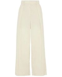 Brunello Cucinelli - Wide-Leg Cropped Trousers - Lyst