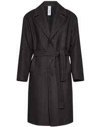 Hevò - Belted Herringbone Coat - Lyst