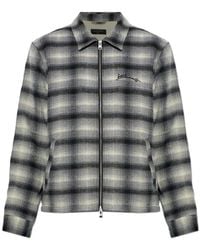 AllSaints - Plaid Zipup Shirt Jacket - Lyst