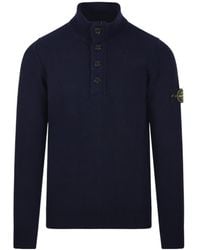 Stone Island - Logo Patch Mock Neck Sweater - Lyst