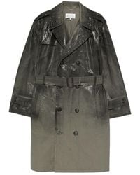 MM6 by Maison Margiela - Maison Margiela Shiny Belted Trench Coat - Lyst