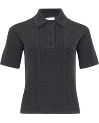 JW Anderson - Cable-Knit Polo-Neck Polo Top - Lyst