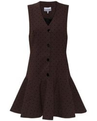 Ganni - Flock Check Suiting Dress - Lyst