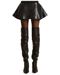 KHAITE - Ralfa Pleated Leather Mini Skirt - Lyst
