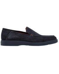 Santoni - Suede Round-Toe Loafers - Lyst