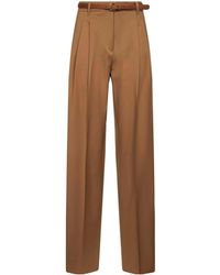 Max Mara - Camel Stretch Wool Canvas Mstbacio Fluid Trousers - Lyst