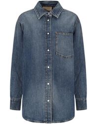 Gucci - Logo Plaque Collared Long-Sleeve Shirt - Lyst