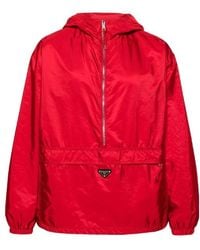 Prada - Enamel-Logo Hooded Jacket - Lyst