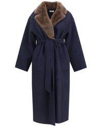 P.A.R.O.S.H. - Belted Fur-Collar Coat - Lyst