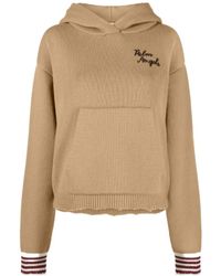 Palm Angels - Logo Embroidered Long-Sleeved Knit Hoodie - Lyst
