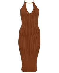 Elisabetta Franchi - Openwork Knit Necklace-Detail Dress - Lyst