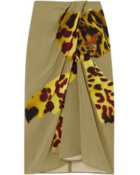 Dries Van Noten - Gathered Printed Wrap-Effect Satin Midi Skirt - Lyst