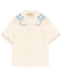 Valentino - Embroidered Button-Up Bowling Shirt - Lyst