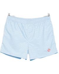 CASABLANCA - Monogram-Jacquard Elasticated Waistband Swim Shorts - Lyst