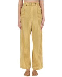 Alysi - Pleated Striped Satin Tailored Trousers - Lyst