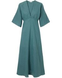 Eres - Gathered Linen Midi Dress - Lyst