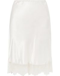 Carine Gilson - Lace-Trimmed Silk-Satin Midi Skirt - Lyst