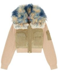 DIESEL - Bomber Jacket With Rib-Knit And Plush Trims - Lyst