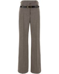 Prada - Belted Blend Trousers - Lyst