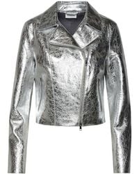 P.A.R.O.S.H. - Metallic Leather Biker Jacket - Lyst