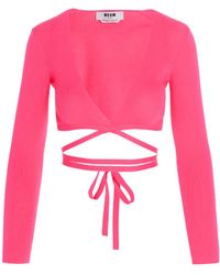 MSGM - V-Neck Cropped Top - Lyst